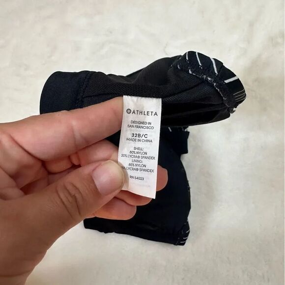 Athleta Black White Chevron Quick Dri Bikini Top Women's Size 32 B/C - Picture 7 of 7